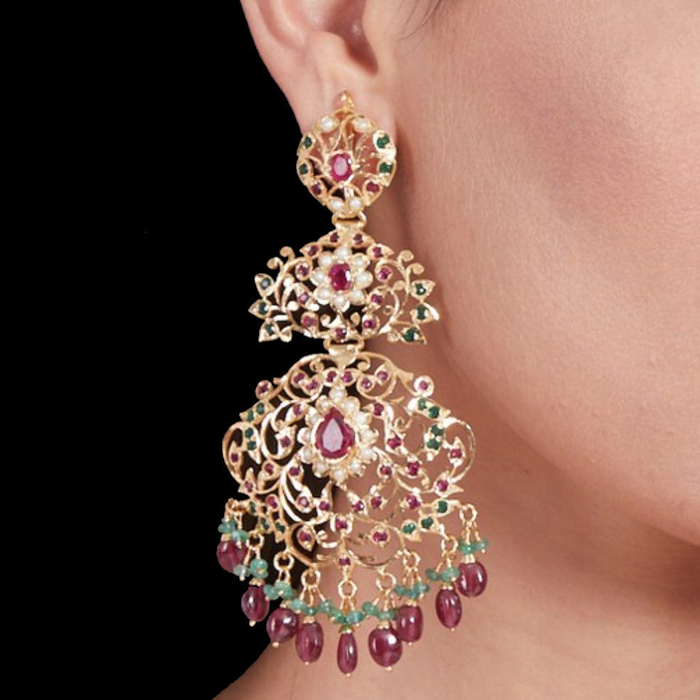 gold plated pakistani long earrings jewelry