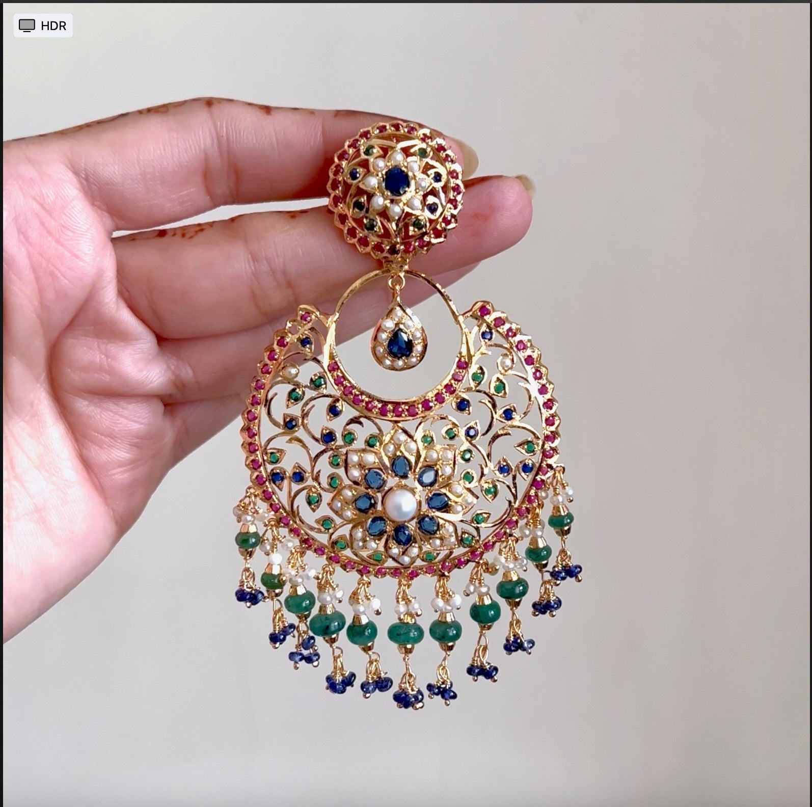 big pakistani jadau earrings