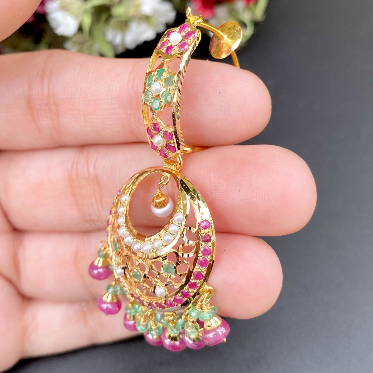 indian jadau chandbali earrings in kuwait