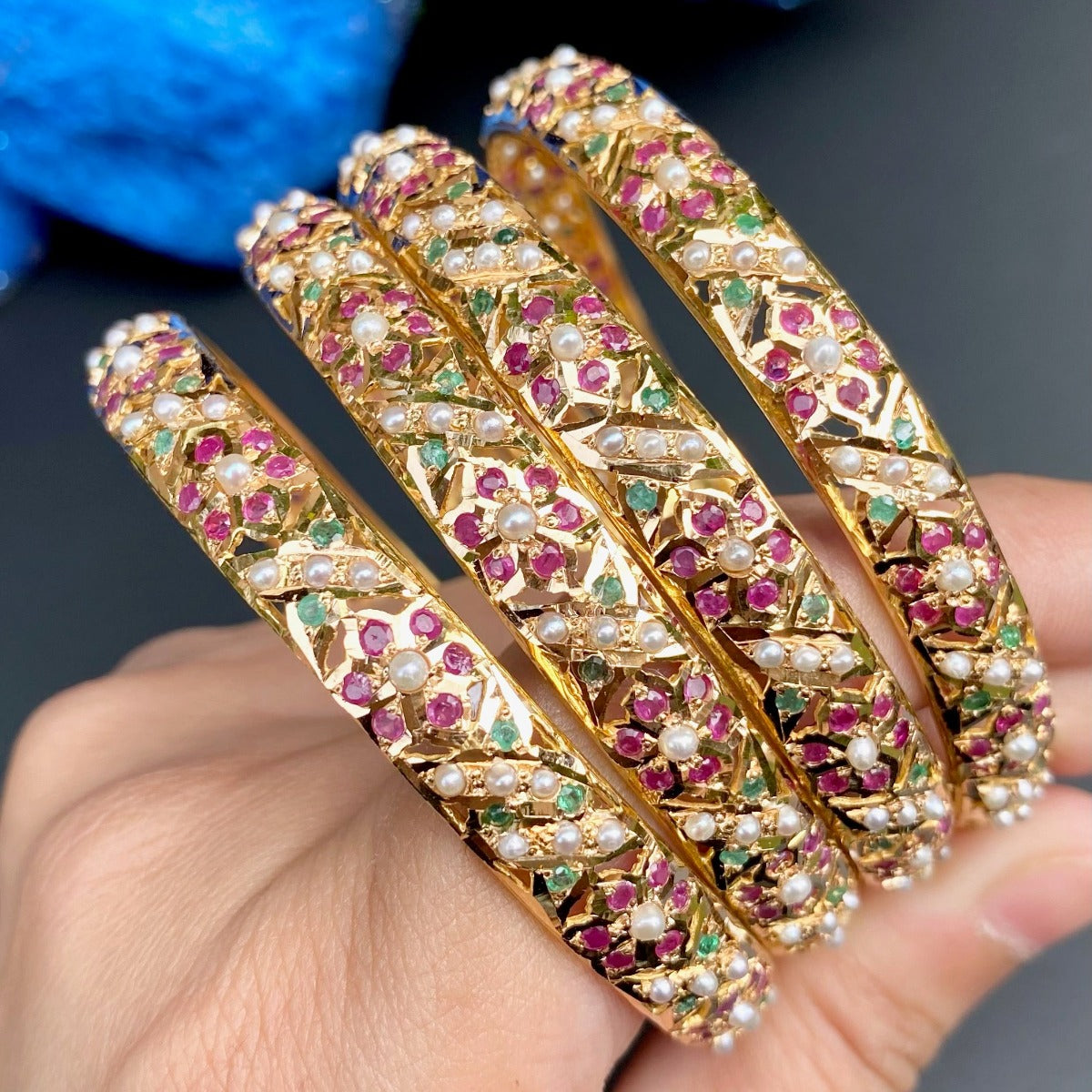 traditional indian gold bangles with stones