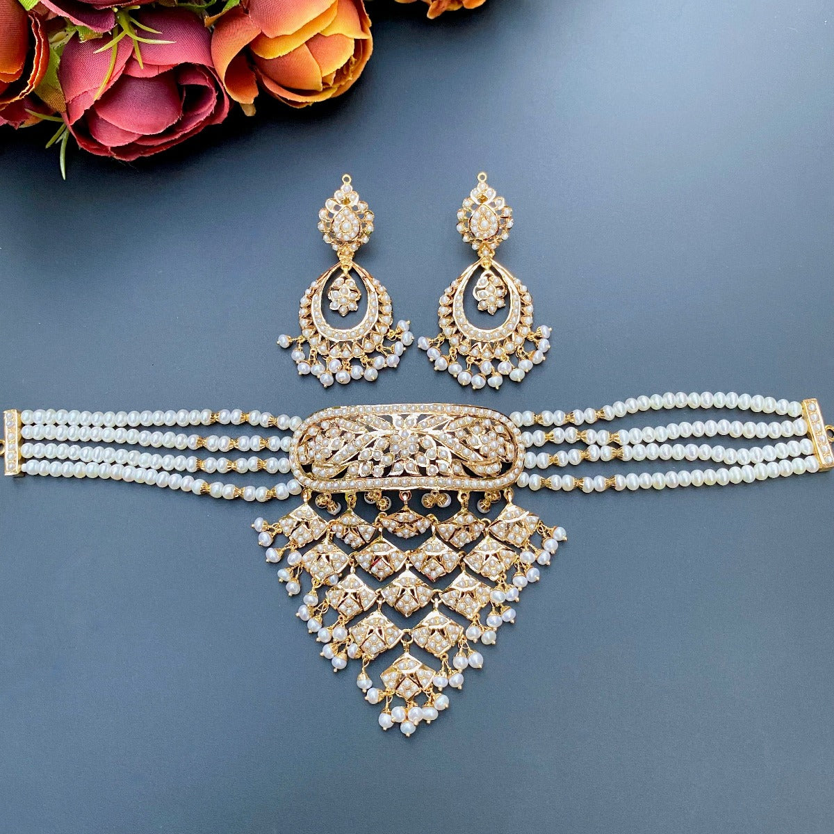 hyderabadi pearl choker set rajasthani aad