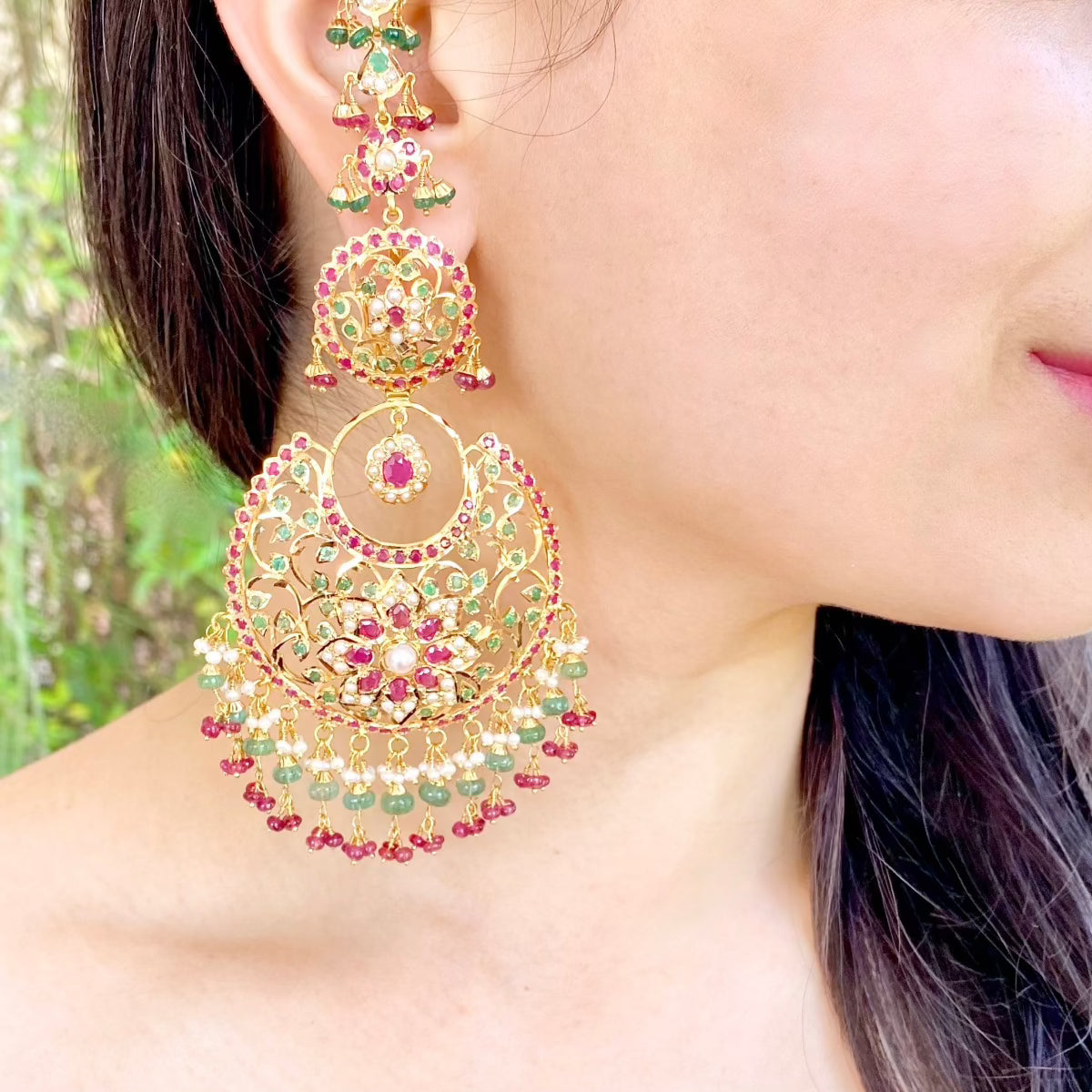 intricate 22k gold chandbali earrings