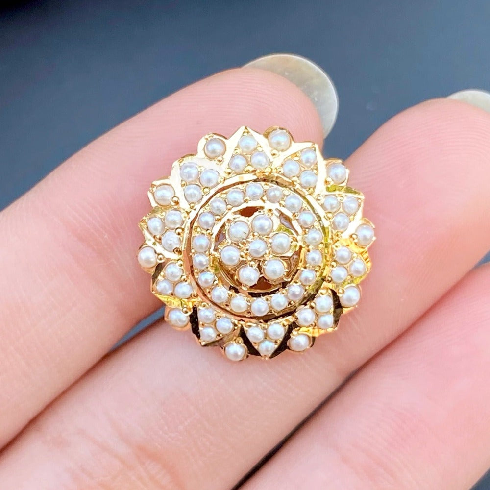 evergreen pearl studded gold ring 22k gold jewelry online for women