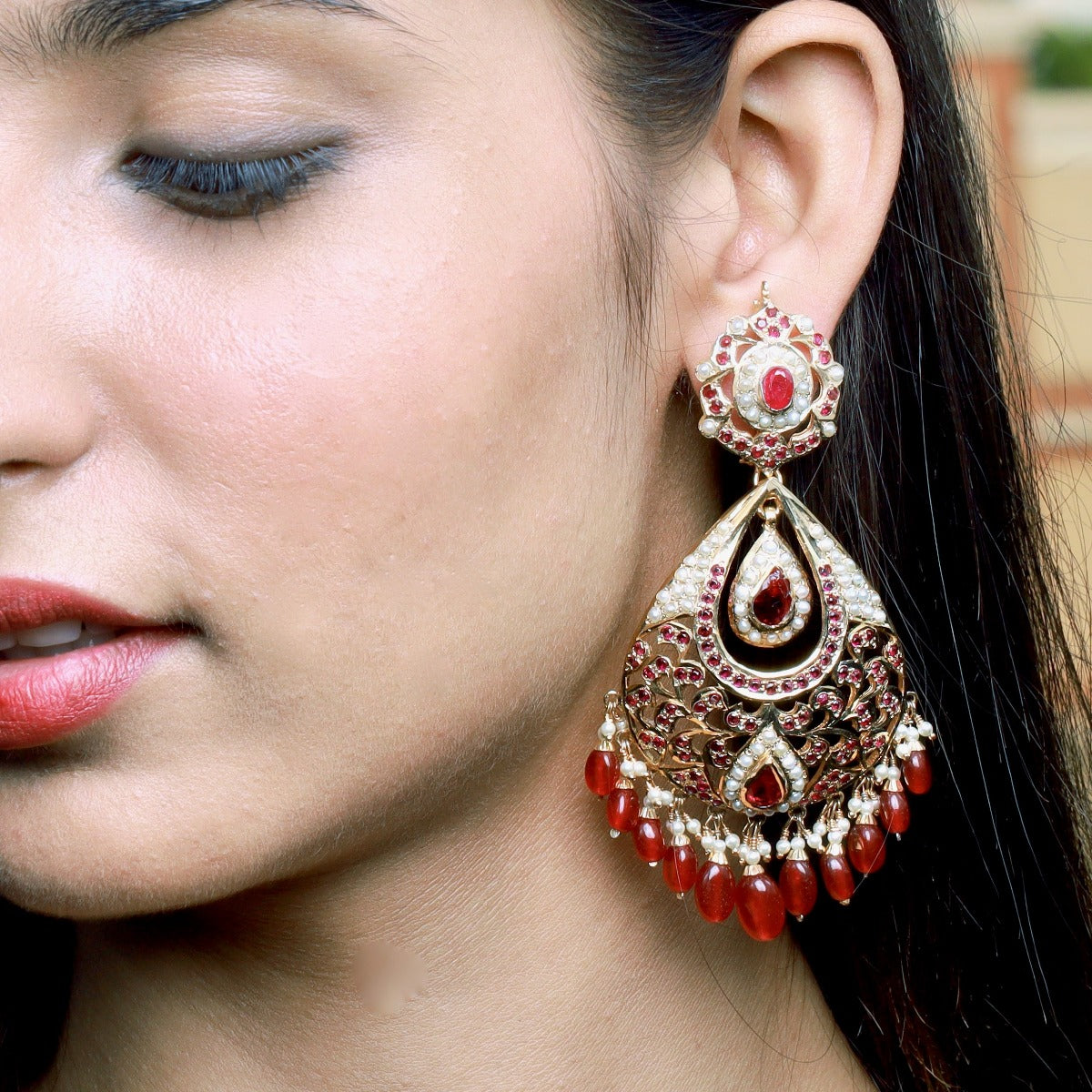 big Drop Shaped Chandbali Earrings | large Indian Earrings