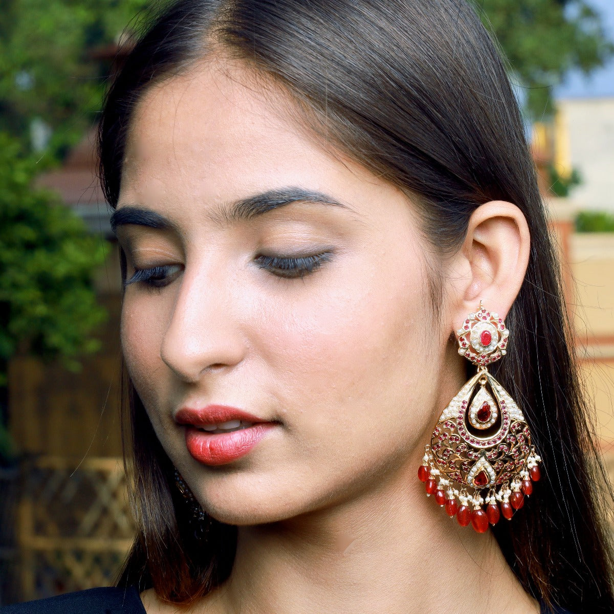 large indian Chandbali Earrings | oversized Indian Earrings