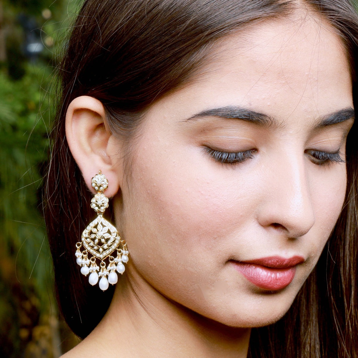 long indian hyderabadi pearl earring