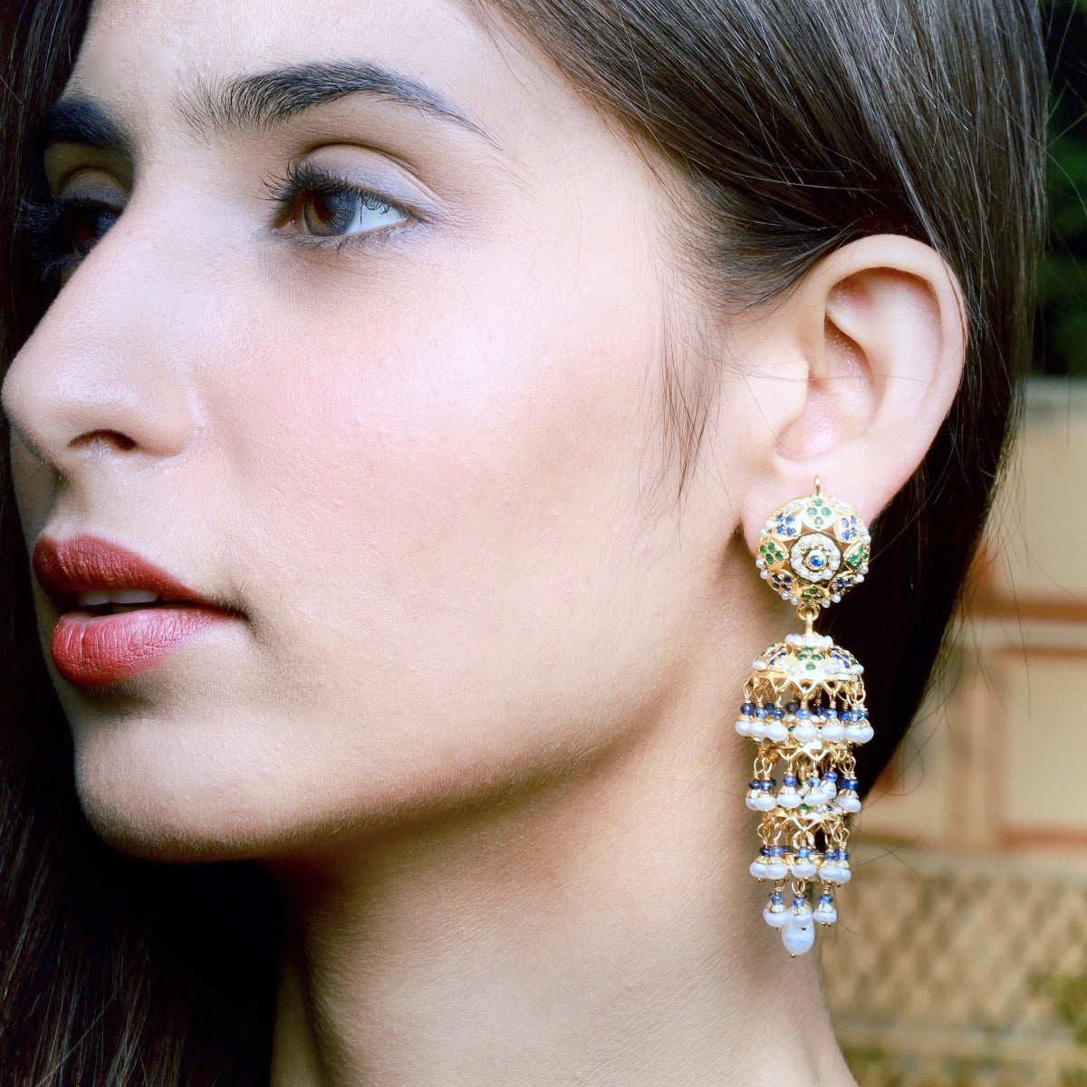 Indian Triple Jhumka Earrings | Long Indian Jhumkas for Women ER 213