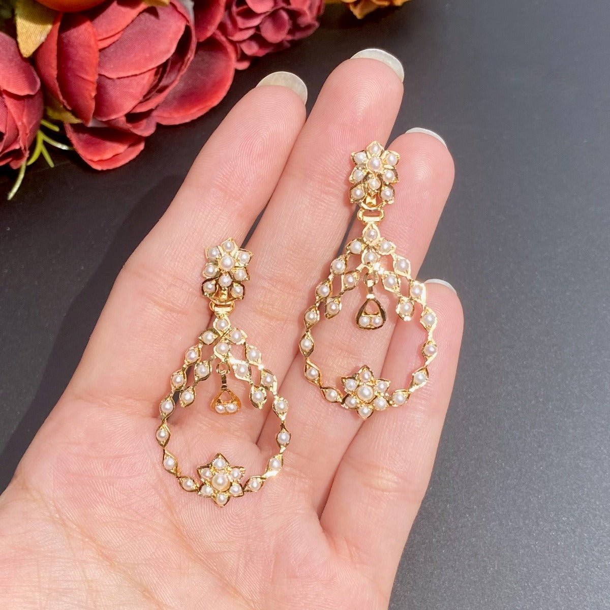 indian chandbali earrings 22k gold