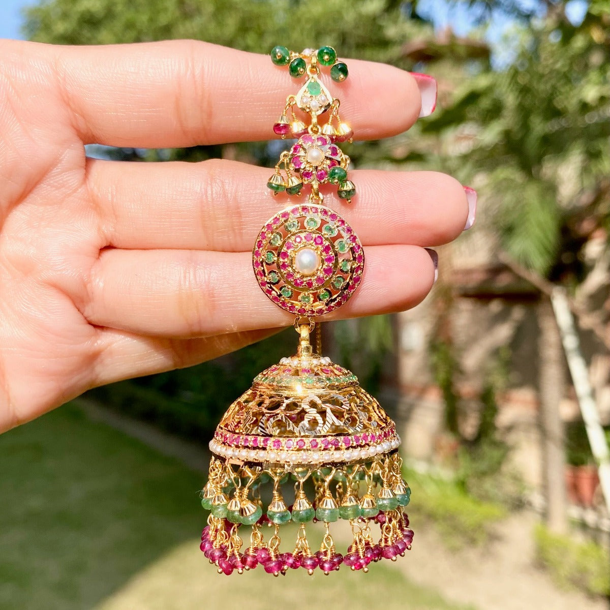 bridal indian jhumka earrings 22k gold