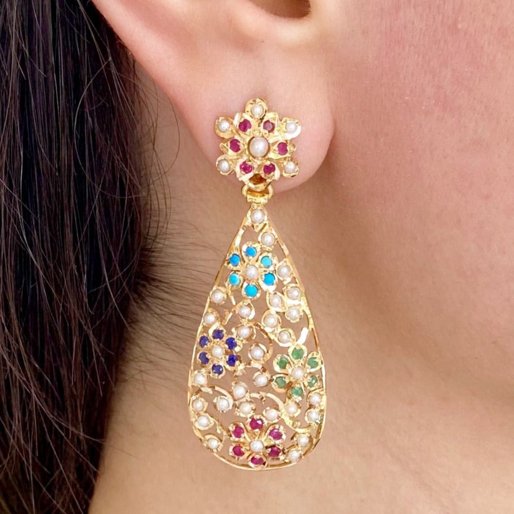 indian jadau gold earrings in dubai