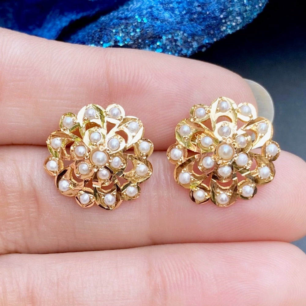 round indian gold studs for women