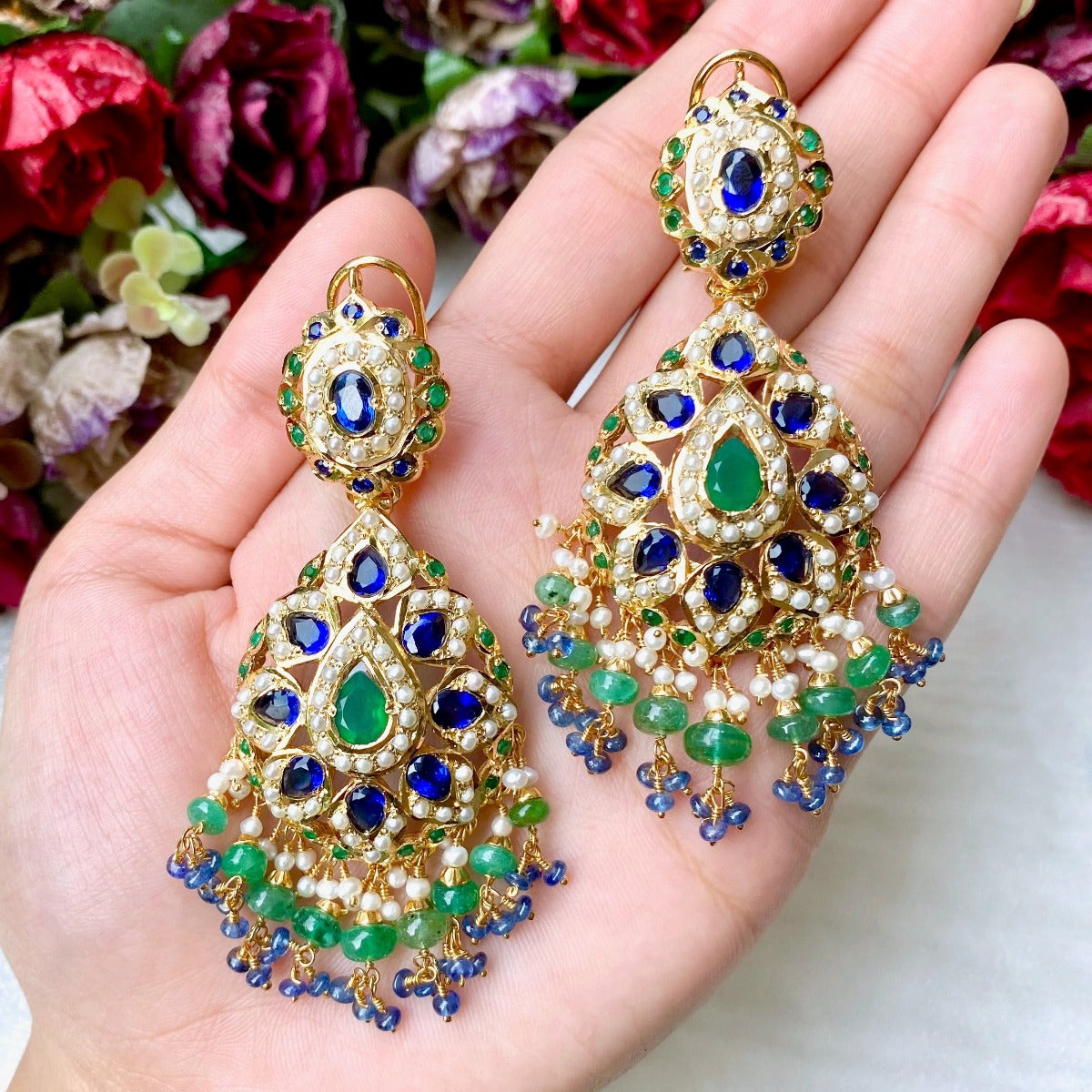 gold plated indian earrings