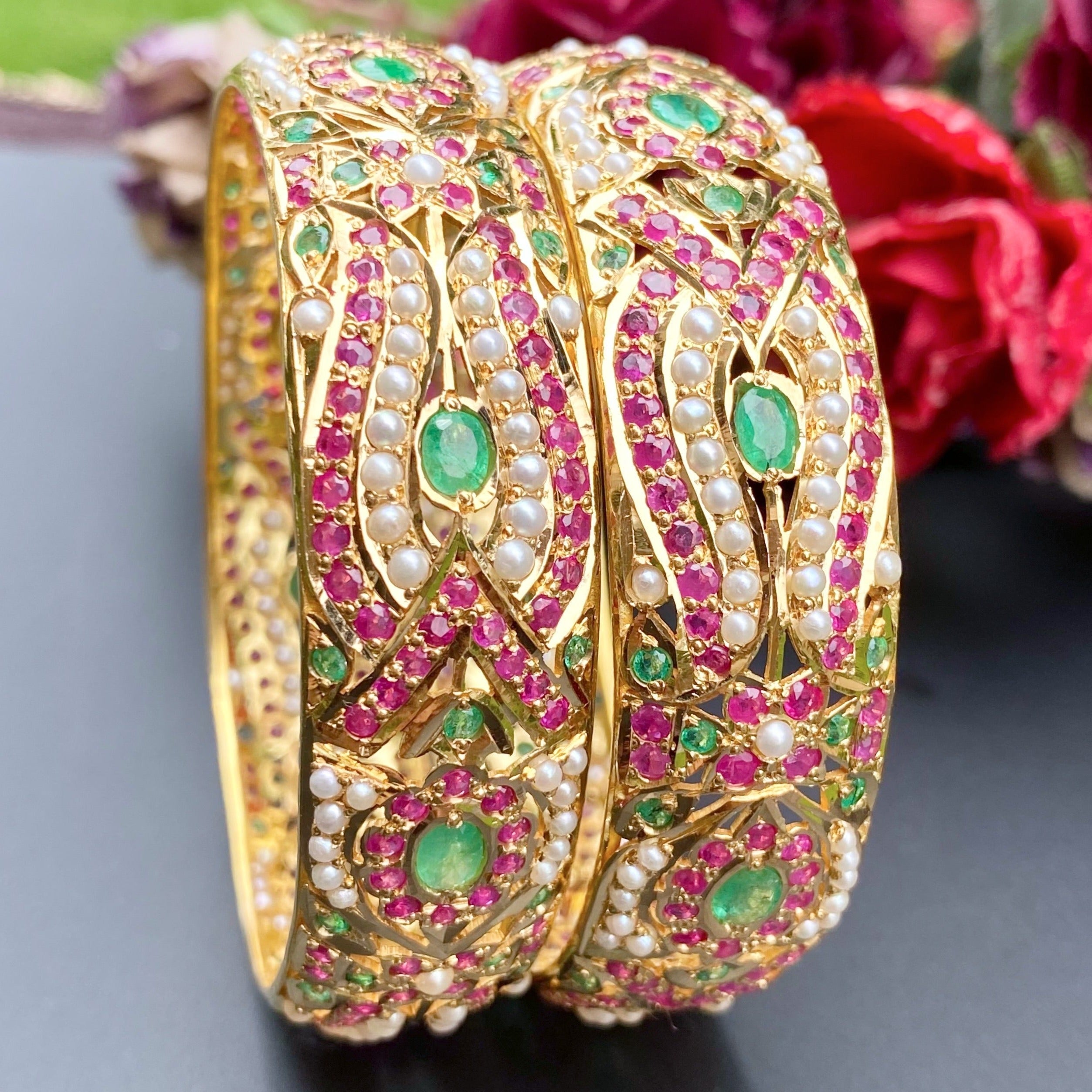 real gold jadau bangles