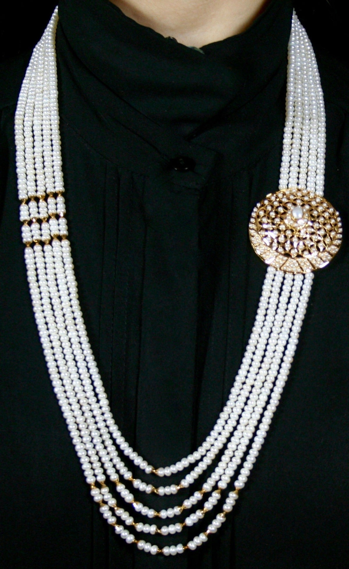 Pearl Jadau Rani Haar Necklace Set in Gold Plated Silver HR 004