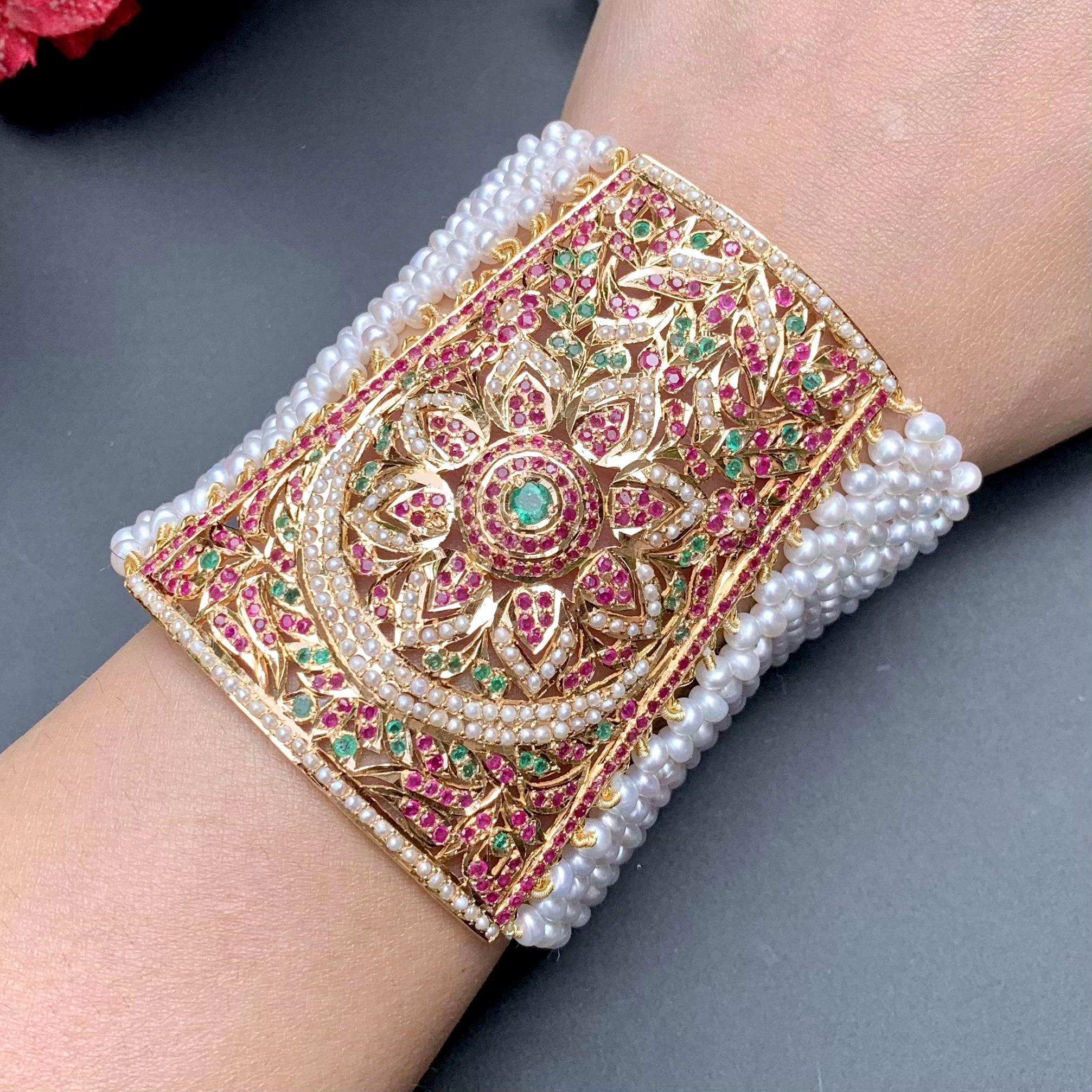 traditional punjabi jadau bahi in 22k gold