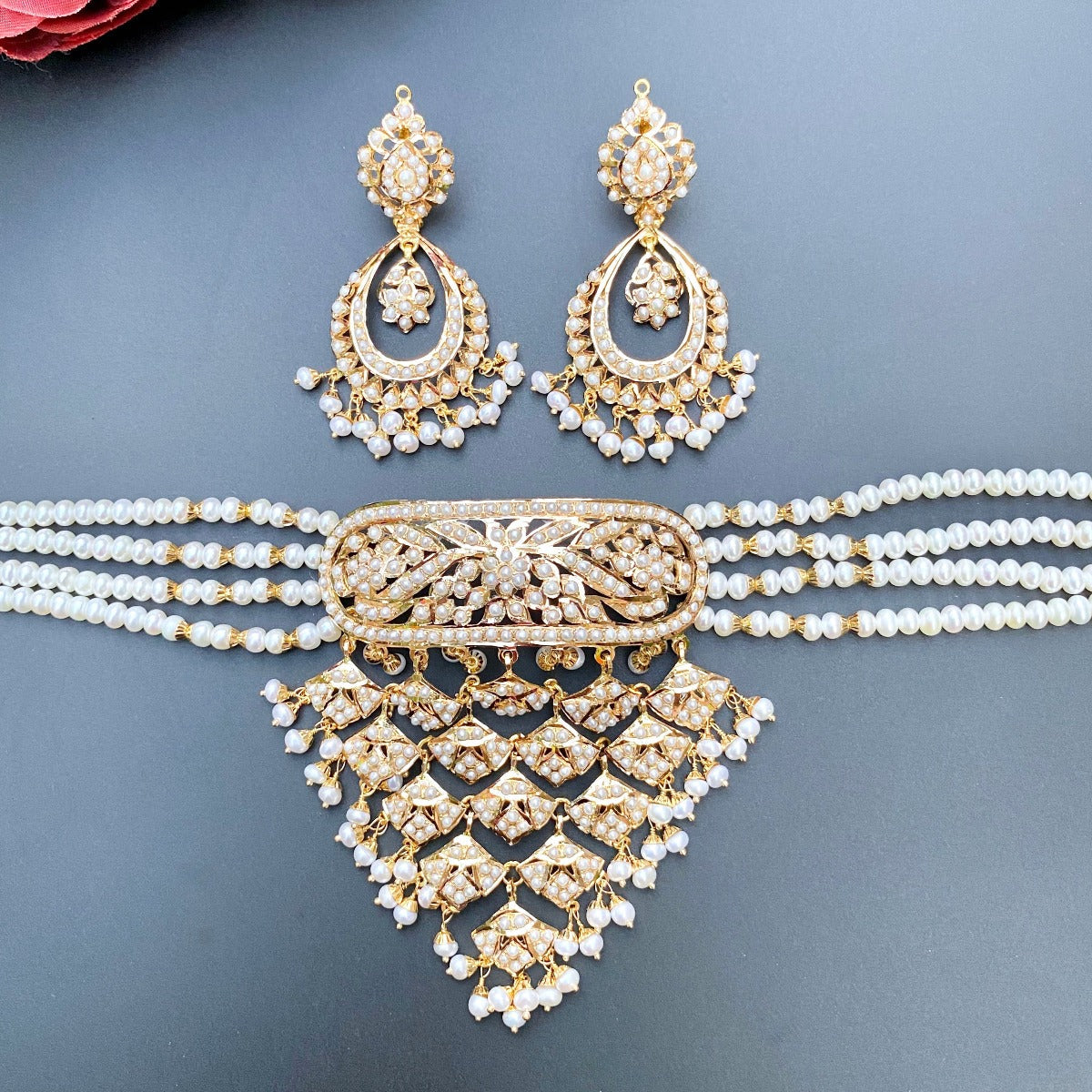 hyderabadi pearl choker set rajasthani aad