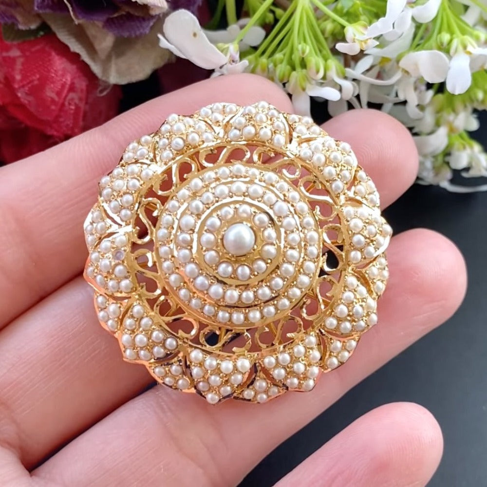 unique pearl cocktail ring on 22 carat gold