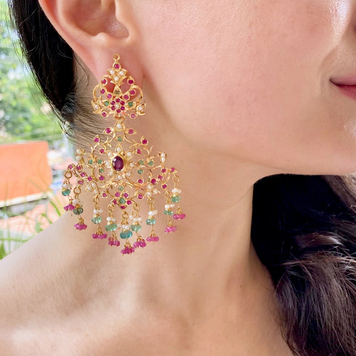 statement indian gold earrings in uae