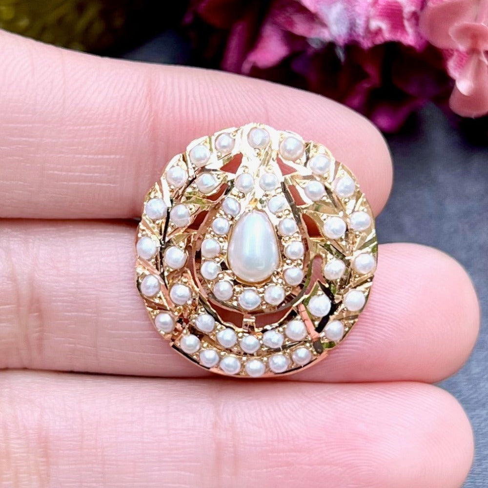 pearl ring on real 22k gold