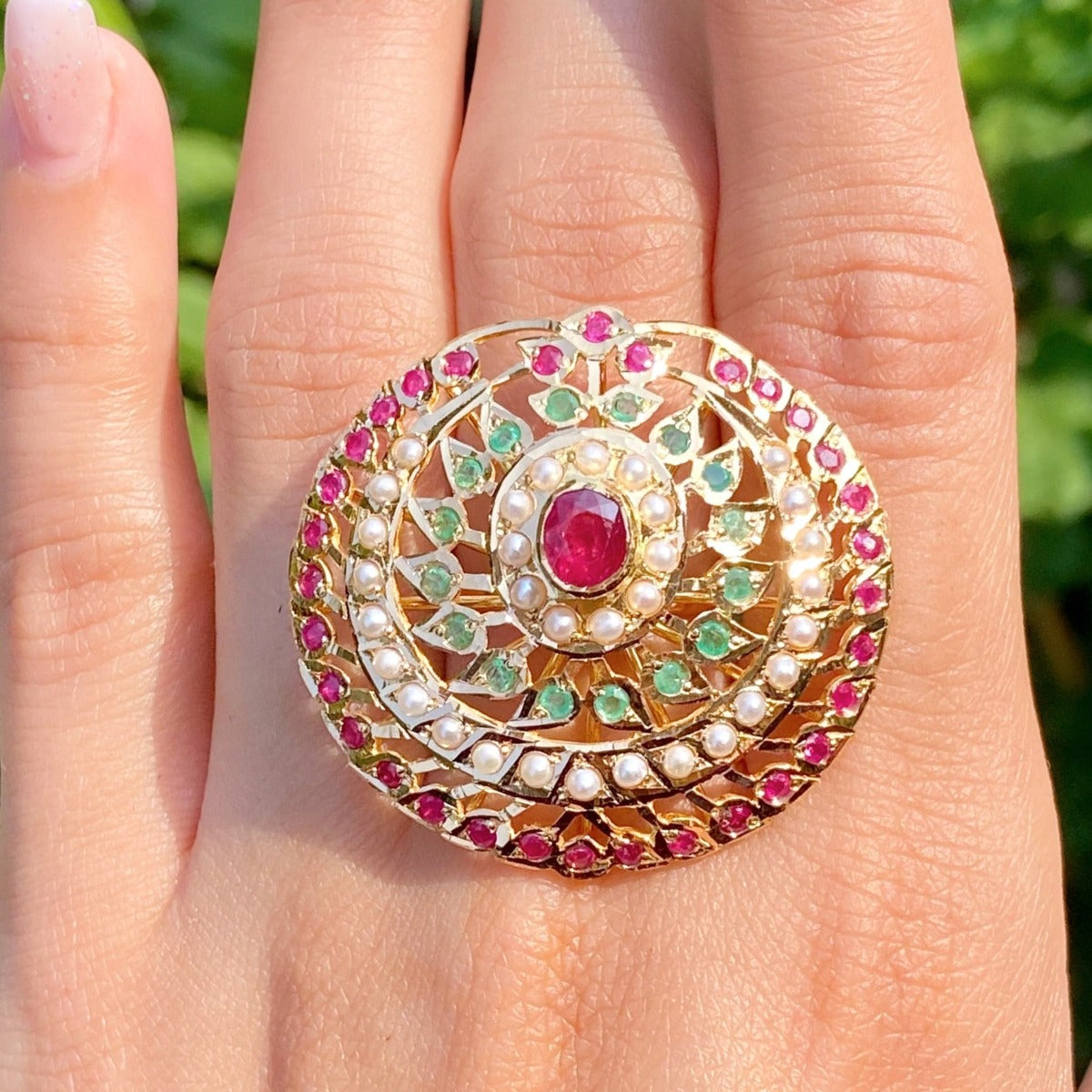 ethnic indian gold cocktail ring