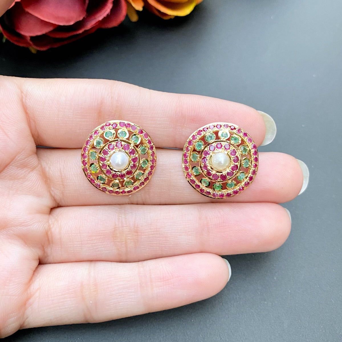 indian jadau stud earrings abu dhabi