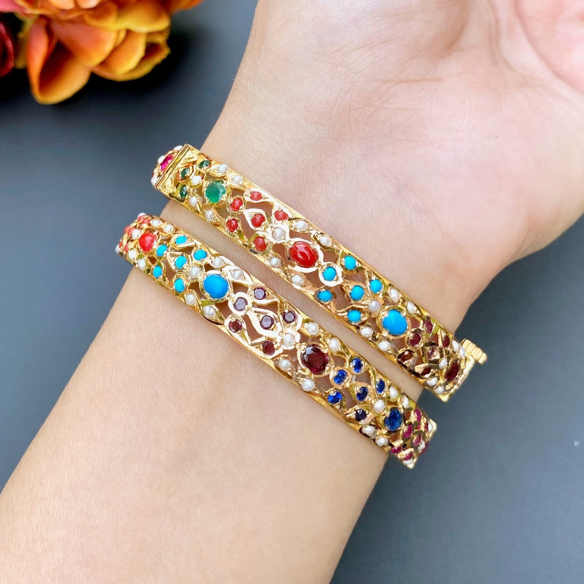 navratna gold bangles