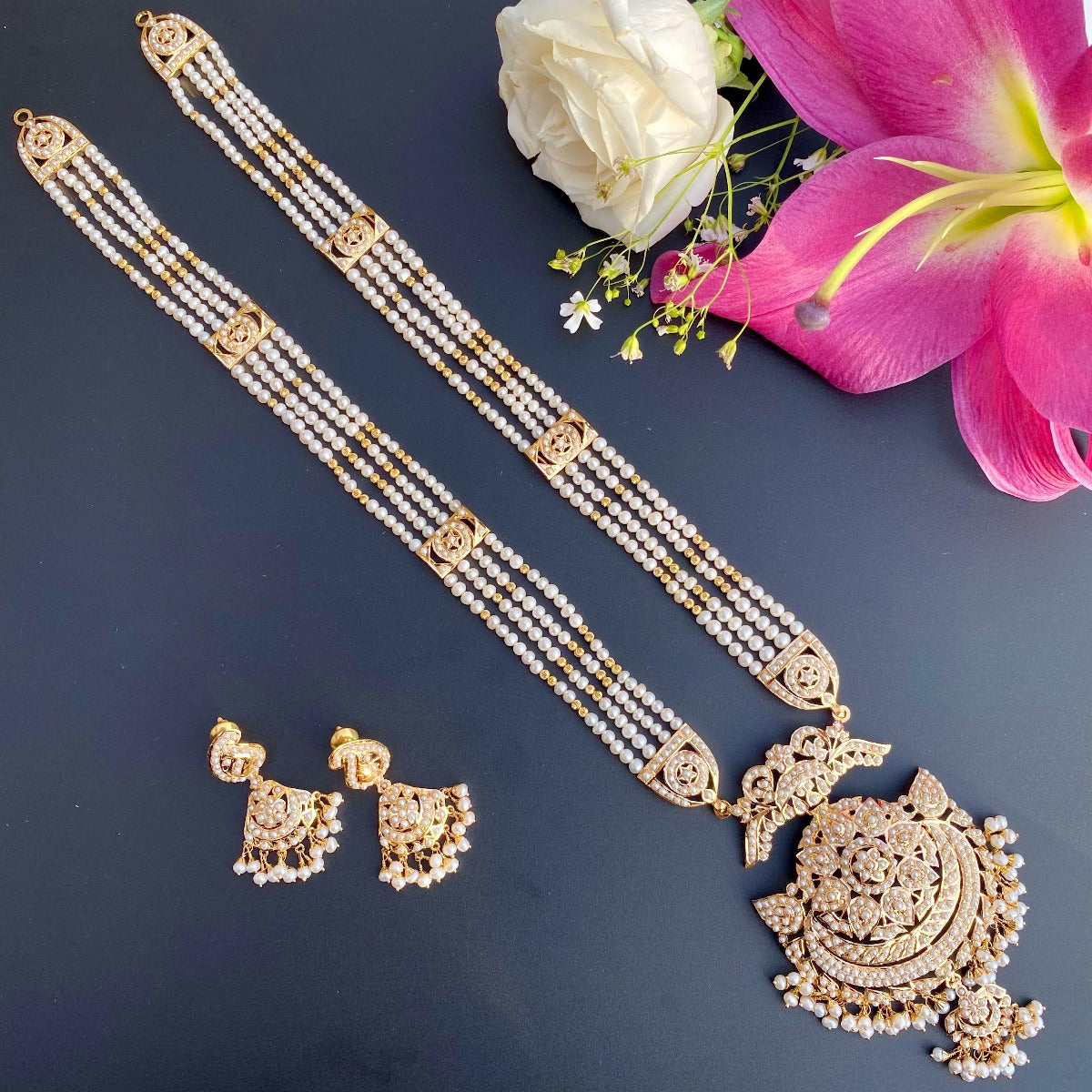 pearl rani haar in real gold