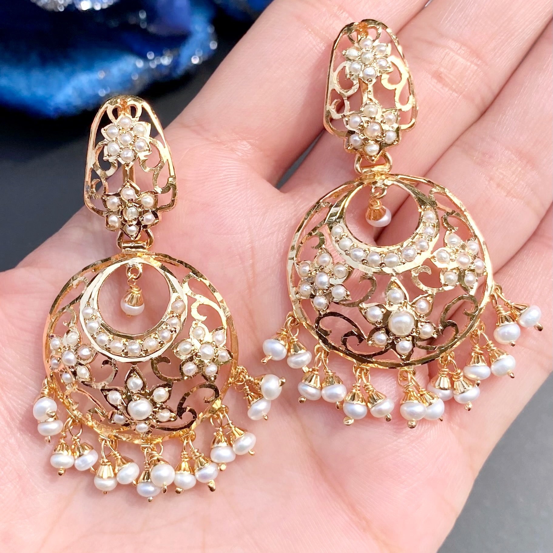 freshwater pearl chandbali earrings