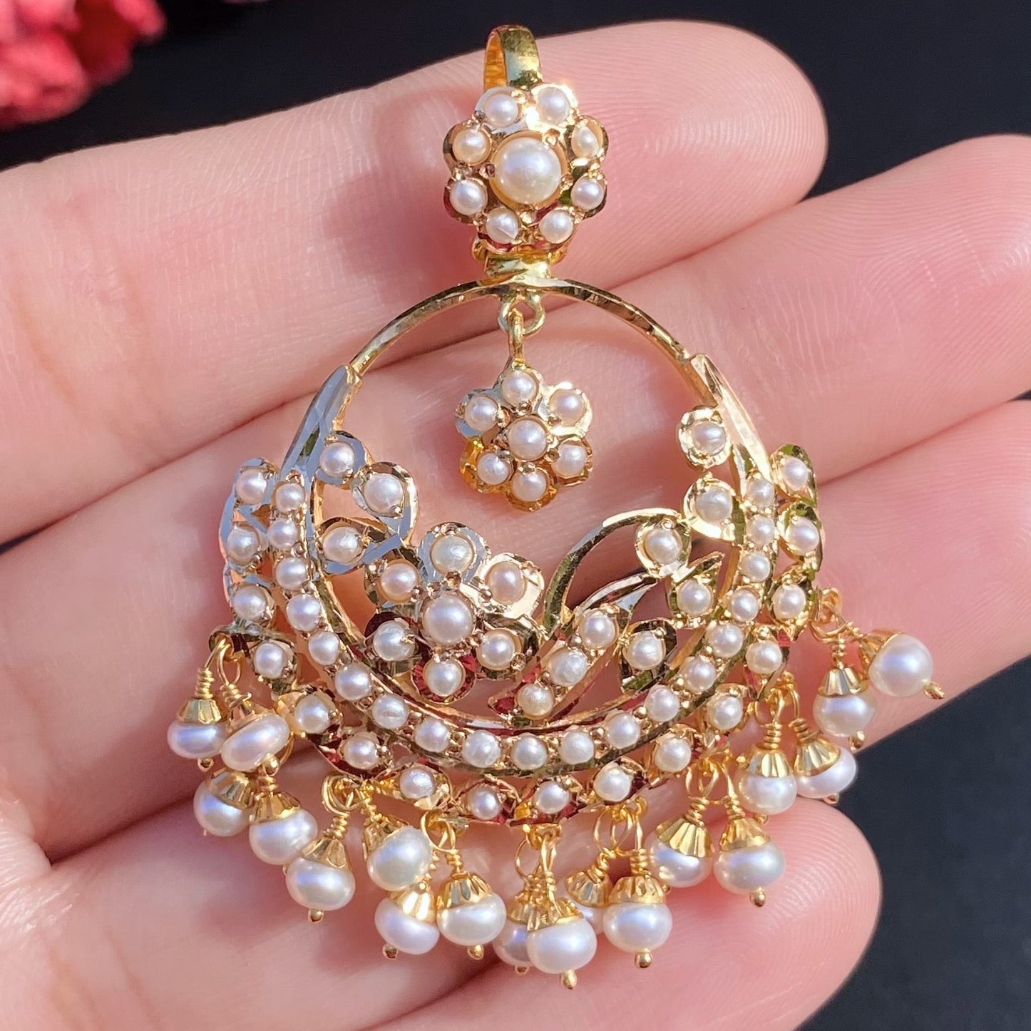 real pearl real gold pendant set