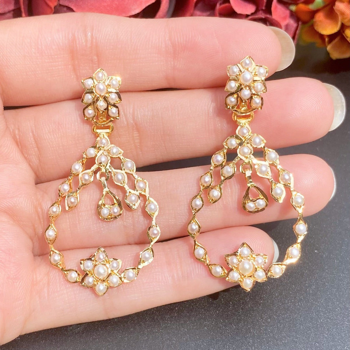 indian chandbali earrings 22k gold