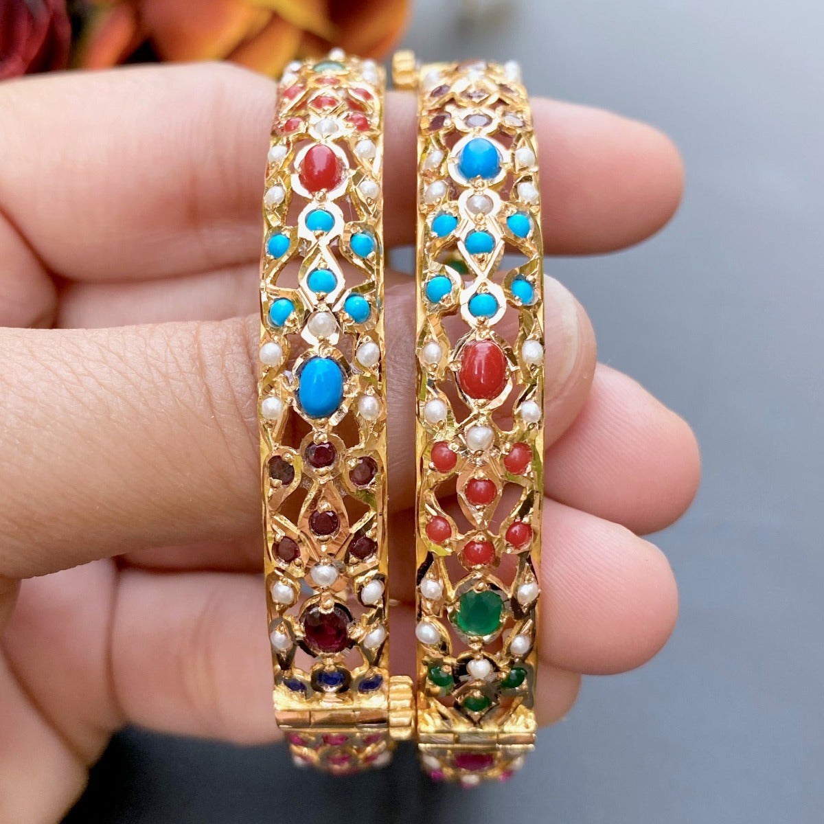 navratna gold bangles