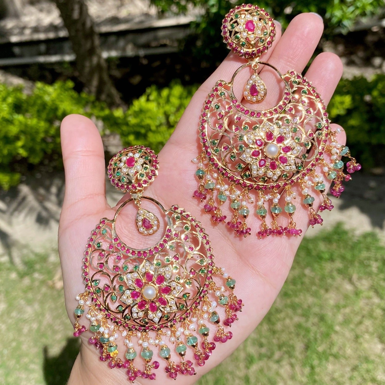 meermankaa bridal chandbali earrings For Destination Wedding | Real Gold Like Looks