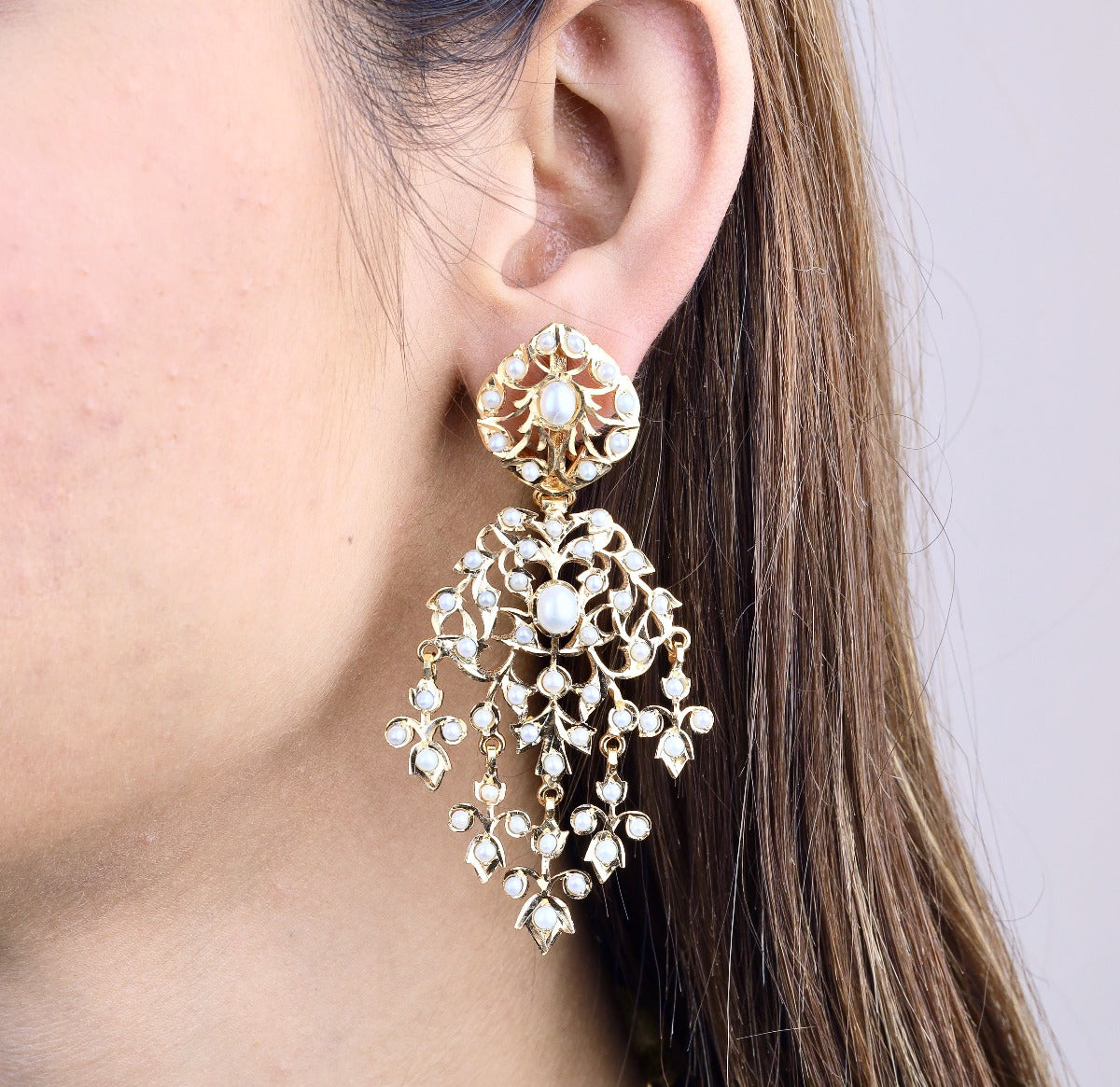 indian earrings on silver with 22k gold plating