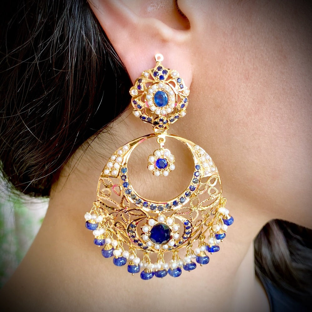 traditional pakistani chandbali earrings on silver