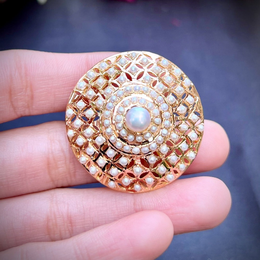 pearl cocktail ring on 22k gold