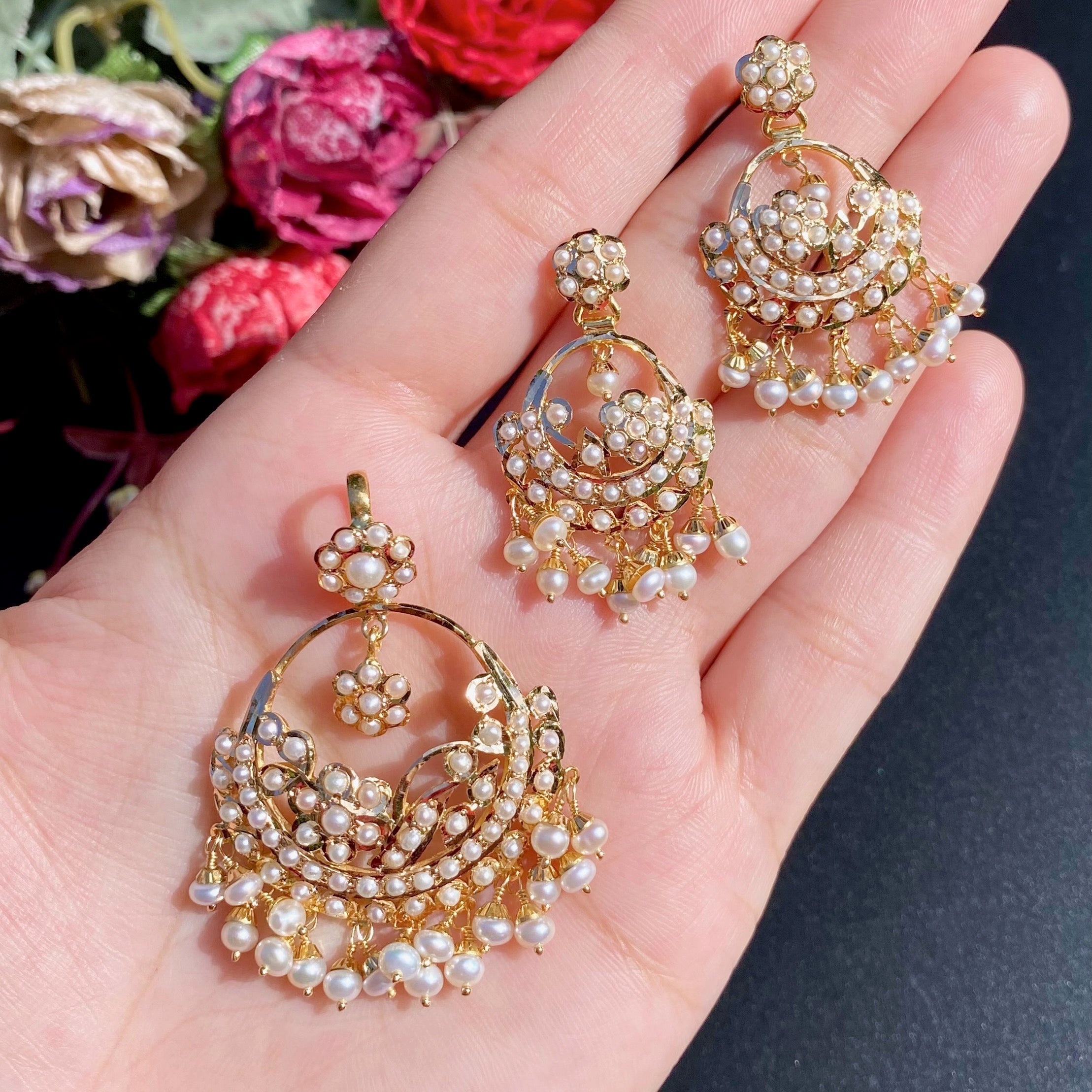 real pearl real gold pendant set