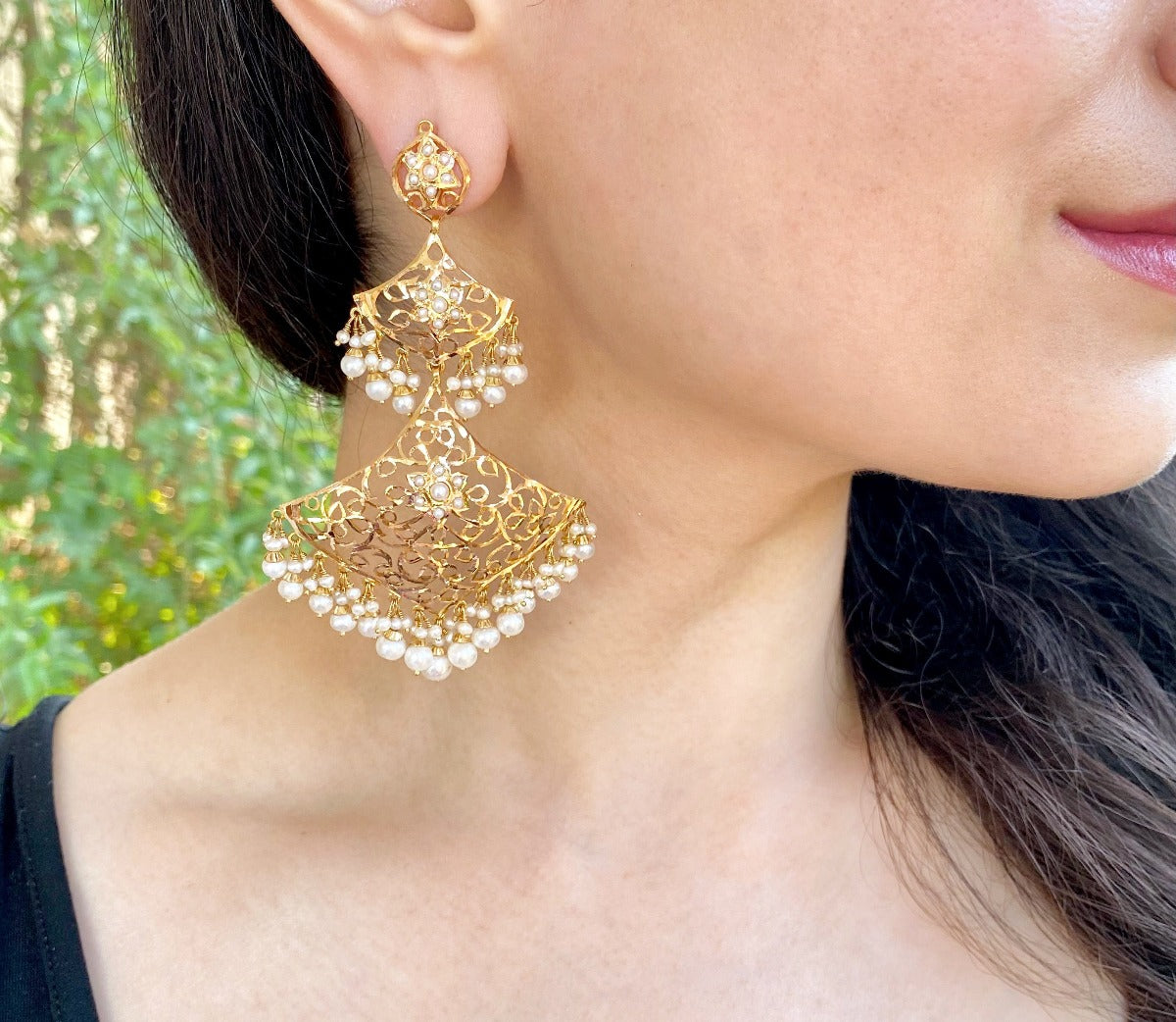 statement gold earrings dubai