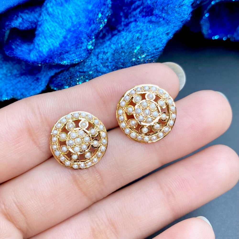 round indian gold tops with pearls