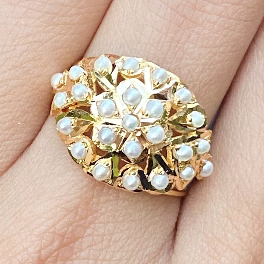 simple dainty pearl gold ring