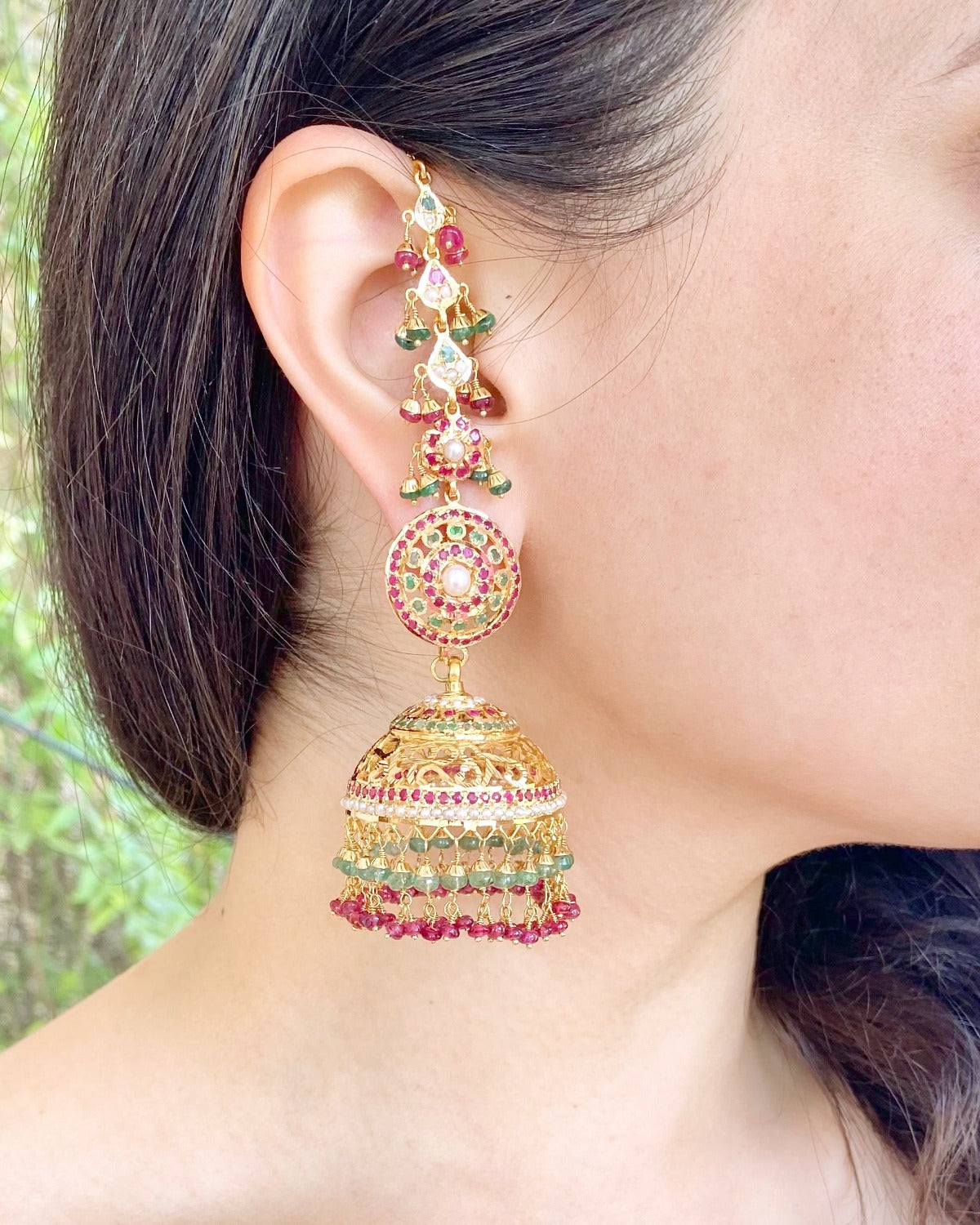 bridal indian jhumka earrings 22k gold