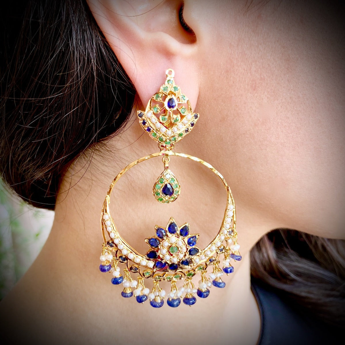 real gold pakistani chandbali earrings in dubai