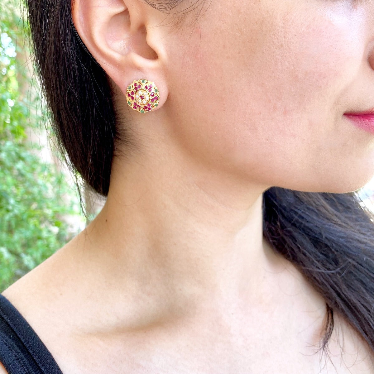 dainty jadau studs gold for women